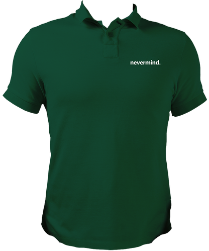 Dark Green Nevermind Unisex Polo with subtle chest typography by Garrari