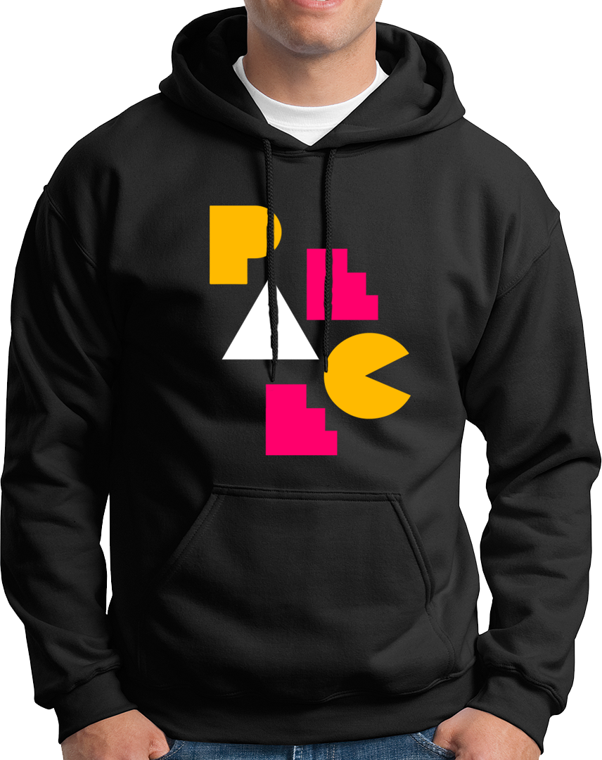 Black Geometric Peace Unisex Hoodie with colourful geometric PEACE print