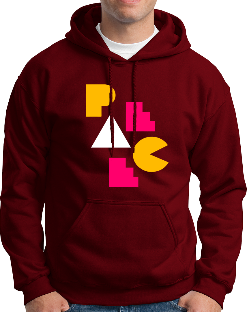 Maroon Geometric Peace Unisex Hoodie with abstract PEACE design