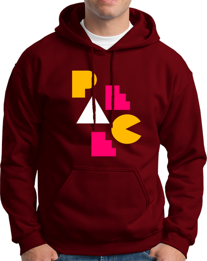 Maroon Geometric Peace Unisex Hoodie with abstract PEACE design