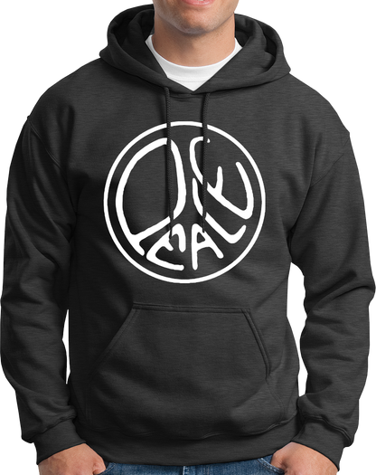 Dark Grey Peace Unisex Hoodie with white peace symbol graphic