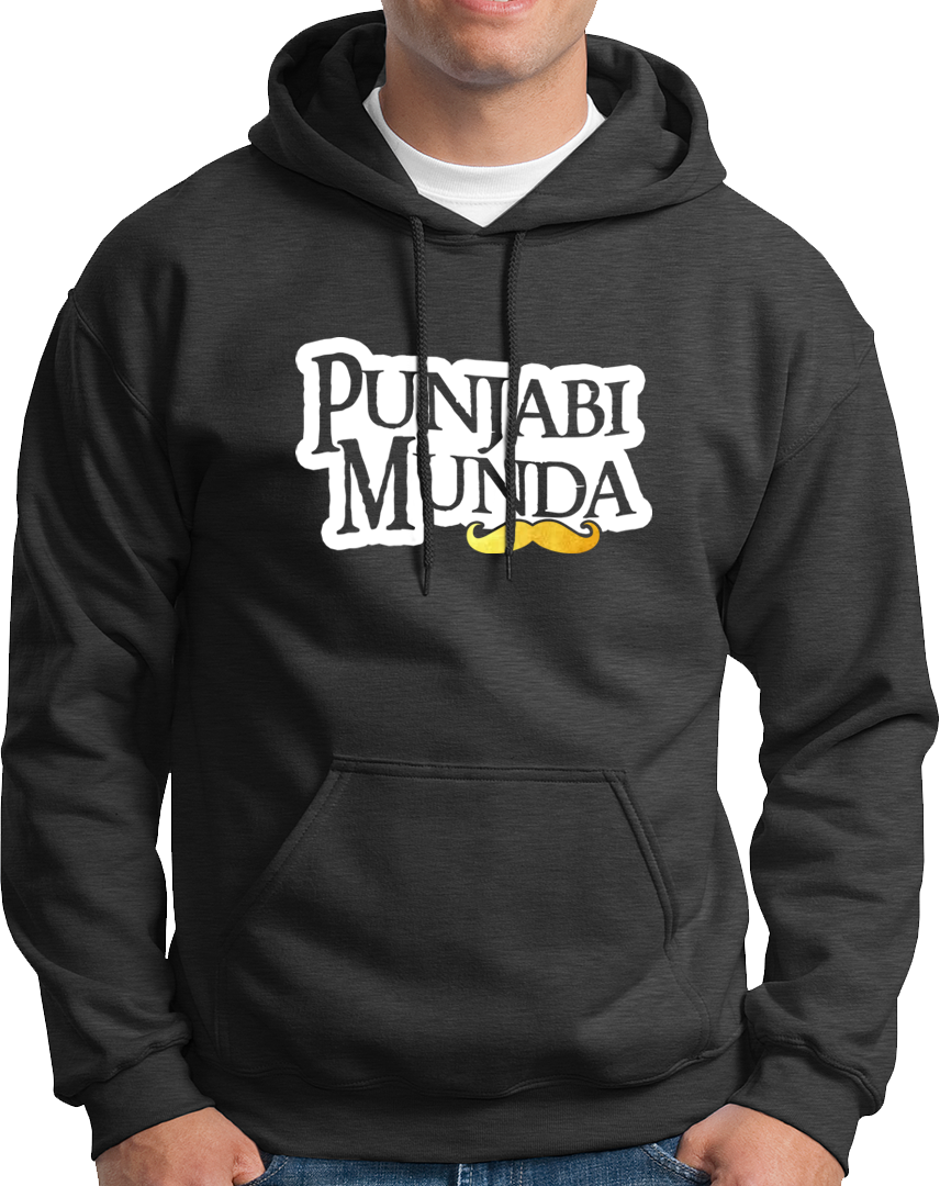 Dark Grey Punjabi Munda Unisex Hoodie with Punjabi Munda typography print