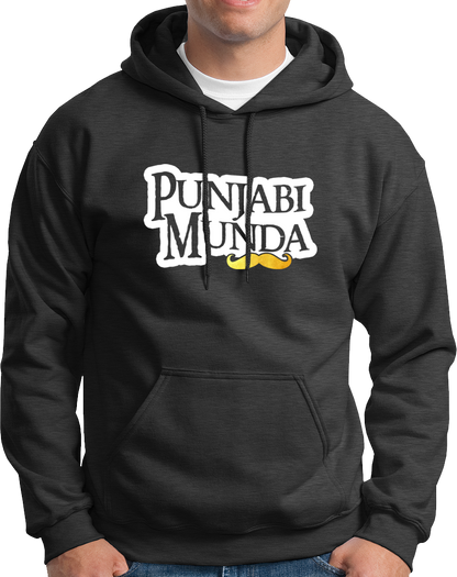 Dark Grey Punjabi Munda Unisex Hoodie with Punjabi Munda typography print