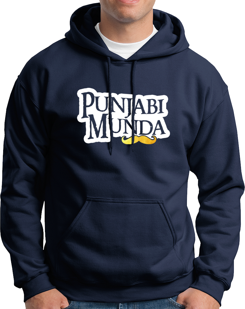 Navy Blue Punjabi Munda Unisex Hoodie with Punjabi Munda graphic