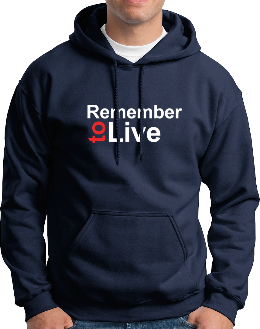 Navy Blue Remember To Live Unisex Hoodie with Remember To Live quote print