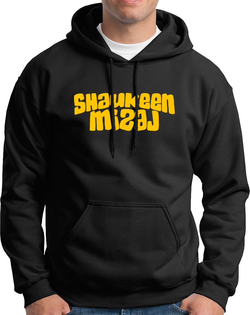 Black Shaukeen Mizaj Unisex Hoodie with yellow Shaukeen Mizaj print