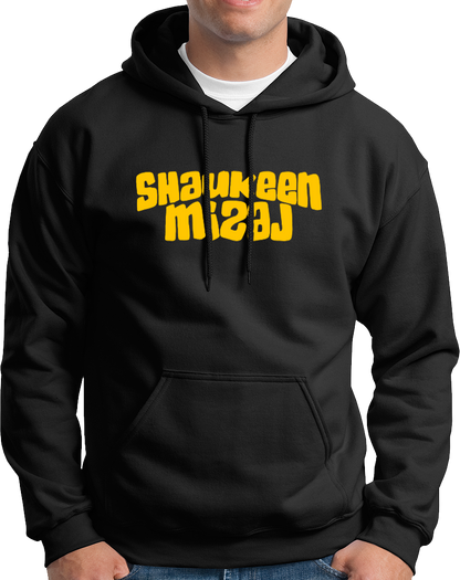 Black Shaukeen Mizaj Unisex Hoodie with yellow Shaukeen Mizaj print