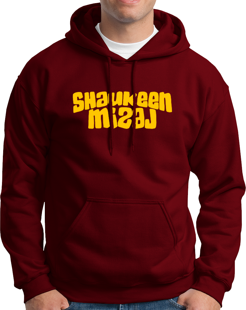 Maroon Shaukeen Mizaj Unisex Hoodie with yellow Shaukeen Mizaj print